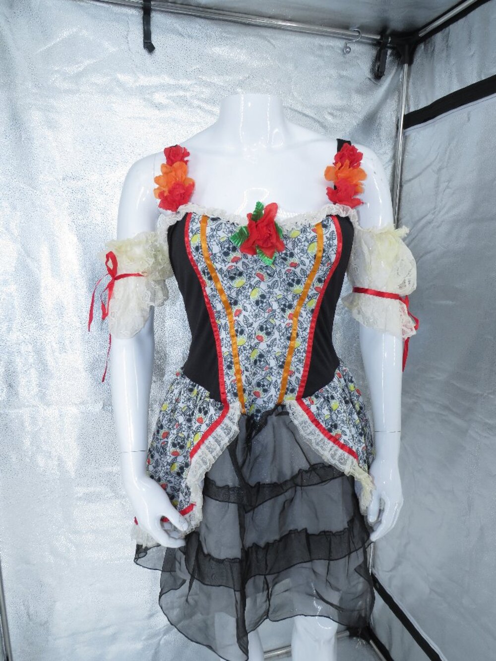 Day Of Dead Costume Sugar Skull Black Red Plus Size 1X 2X Leg Avenue Mini Dress